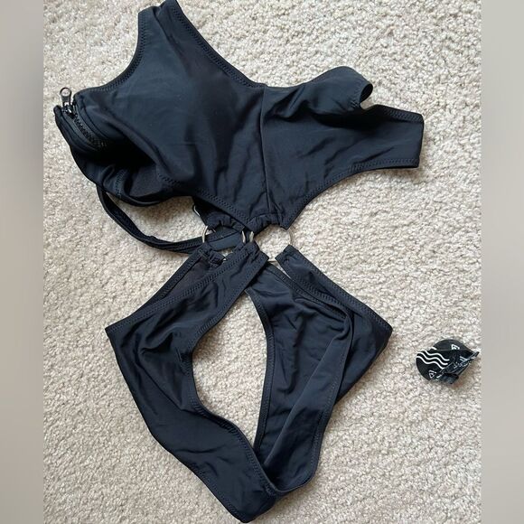 NWT Zaful One Piece Zipper High Cut Bathing Suit - Picture 5 of 7